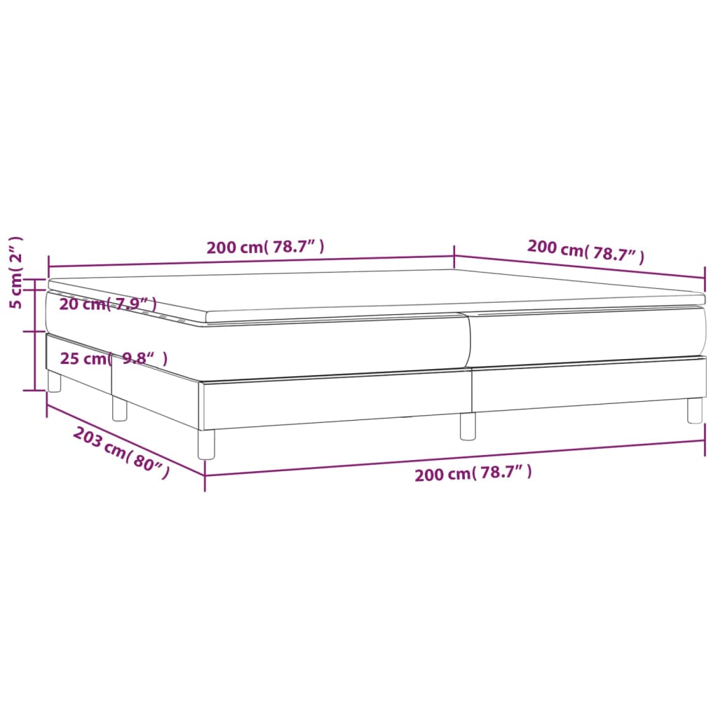 Sommier à lattes de lit avec matelas Gris clair 200x200cm Tissu - XIOS
