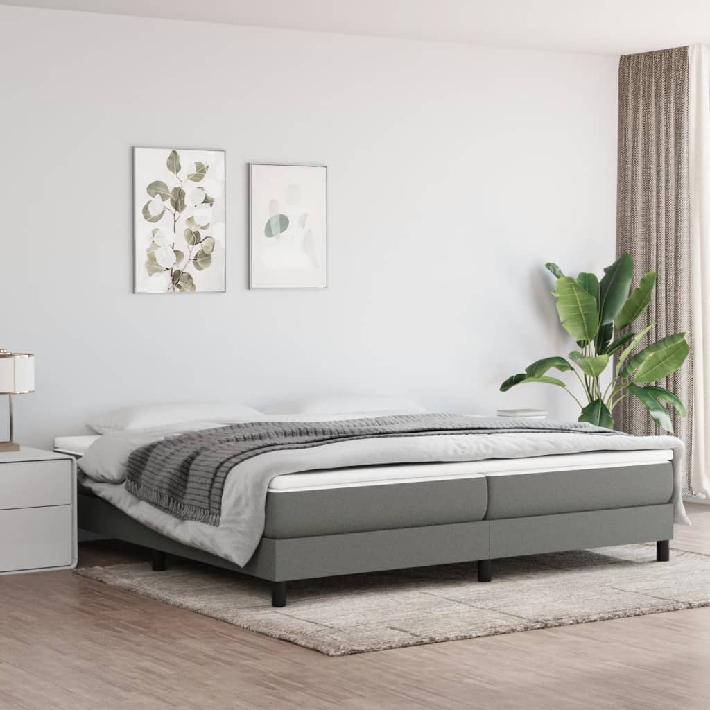 Sommier à lattes de lit avec matelas Gris foncé 200x200cm Tissu - XIOS