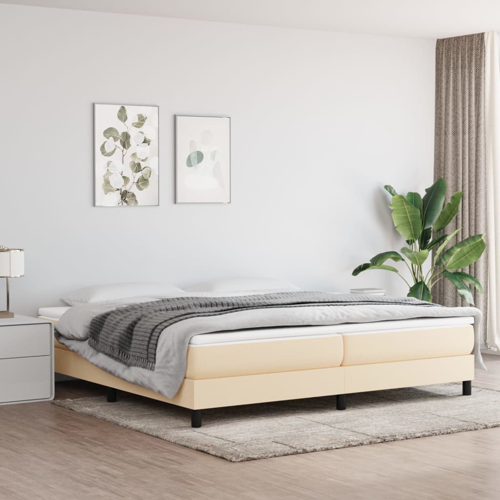 Sommier à lattes de lit avec matelas Crème 200x200 cm Tissu - XIOS