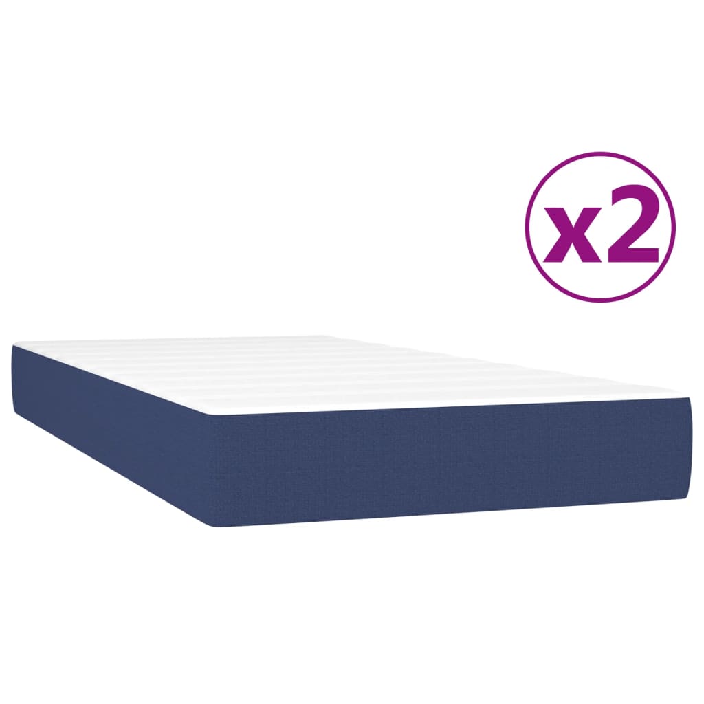 Sommier à lattes de lit avec matelas Bleu 200x200 cm Tissu - XIOS