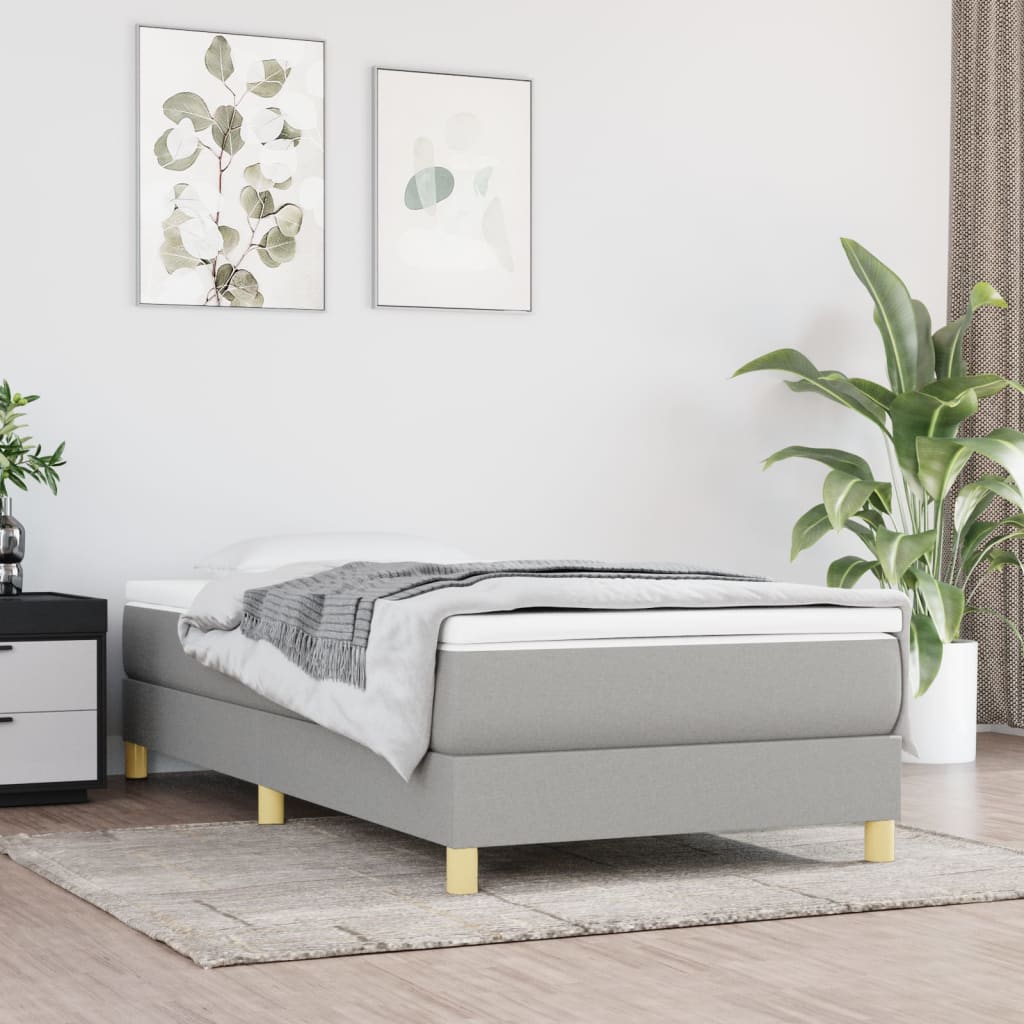 Sommier à lattes de lit et matelas Gris clair 90x190 cm Tissu - XIOS