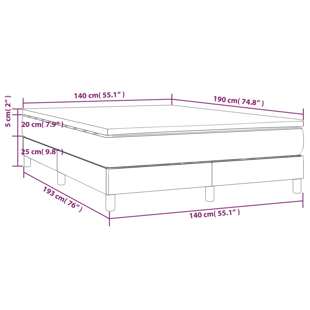 Sommier à lattes de lit avec matelas Gris clair 140x190cm Tissu - XIOS