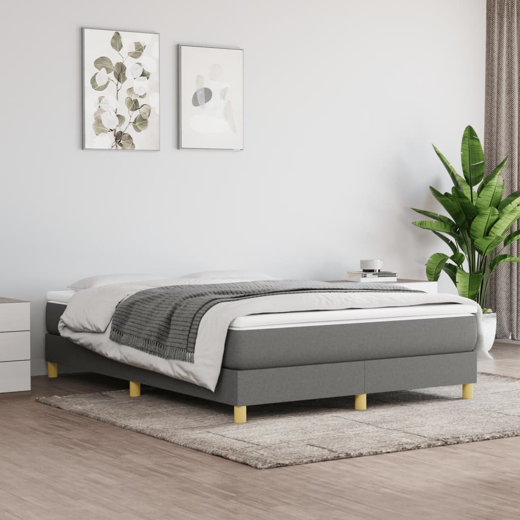 Sommier à lattes de lit avec matelas Gris foncé 140x190cm Tissu - XIOS