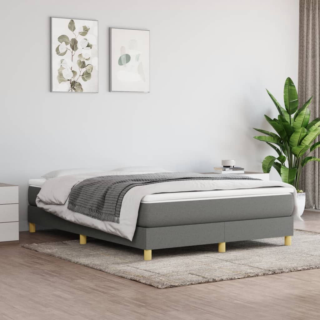 Sommier à lattes de lit avec matelas Gris foncé 140x200cm Tissu - XIOS