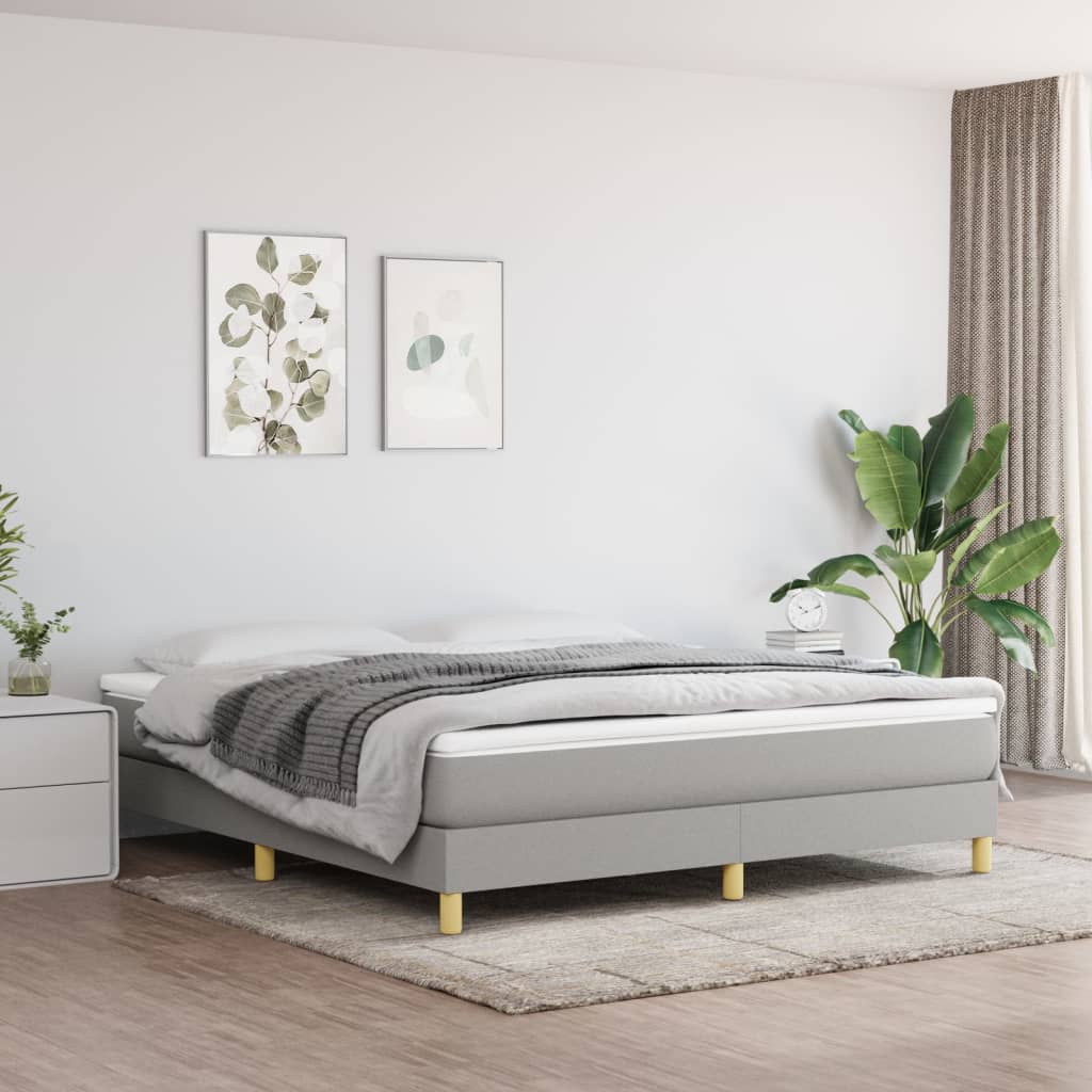 Sommier à lattes de lit avec matelas Gris clair 160x200cm Tissu - XIOS