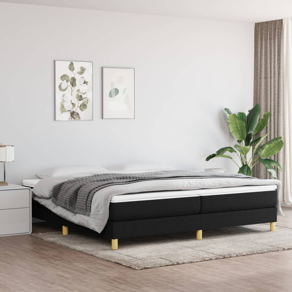 Sommier à lattes de lit avec matelas Noir 200x200 cm Tissu - XIOS