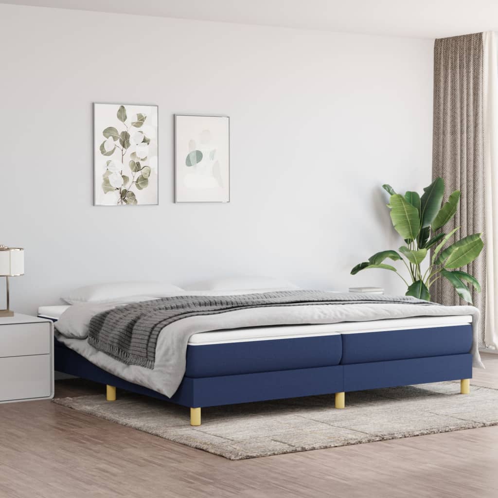 Sommier à lattes de lit avec matelas Bleu 200x200 cm Tissu - XIOS