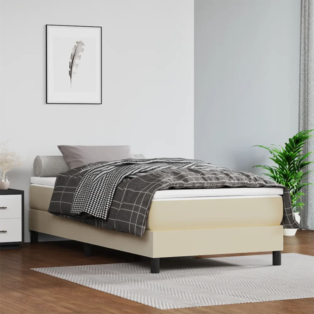 Sommier à lattes de lit avec matelas Crème 90x190 cm Similicuir - XIOS