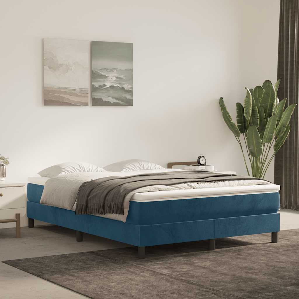 Sommier à lattes de lit et matelas Bleu foncé 140x190cm Velours - XIOS