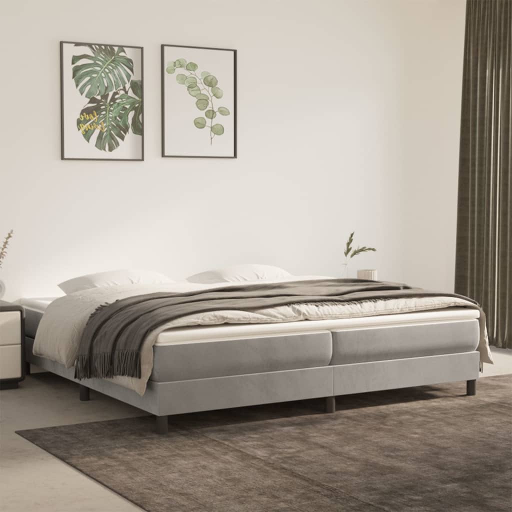 Sommier à lattes de lit et matelas Gris clair 200x200cm Velours - XIOS