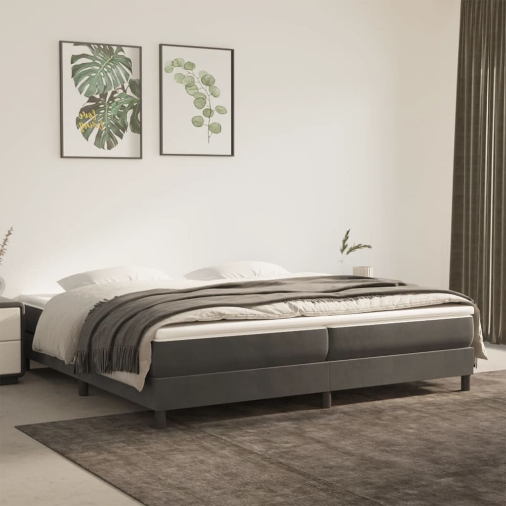 Sommier à lattes de lit et matelas Gris foncé 200x200cm Velours - XIOS