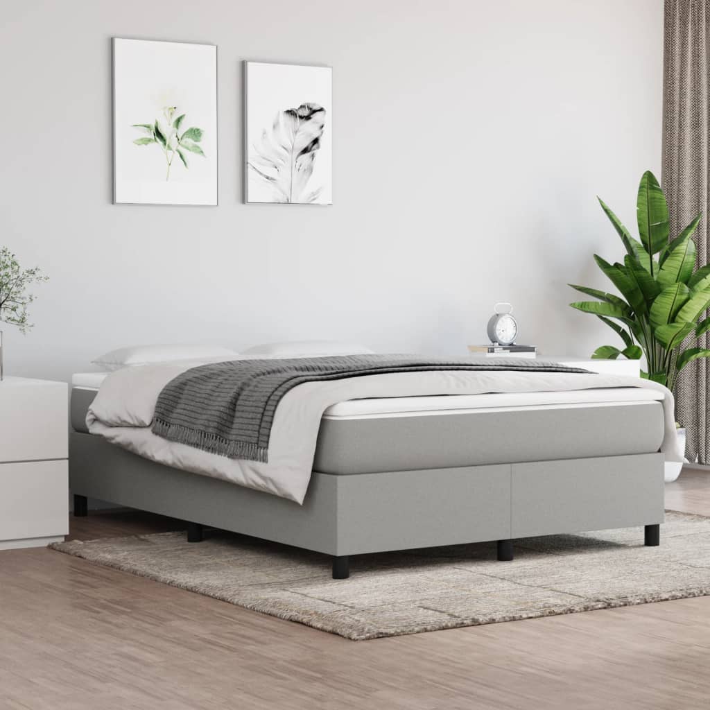 Sommier à lattes de lit avec matelas Gris clair 140x200cm Tissu - XIOS