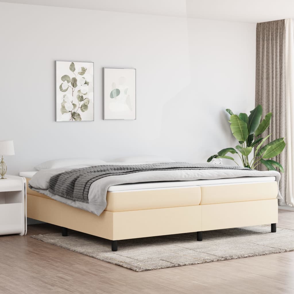 Sommier à lattes de lit avec matelas Crème 200x200 cm Tissu - XIOS