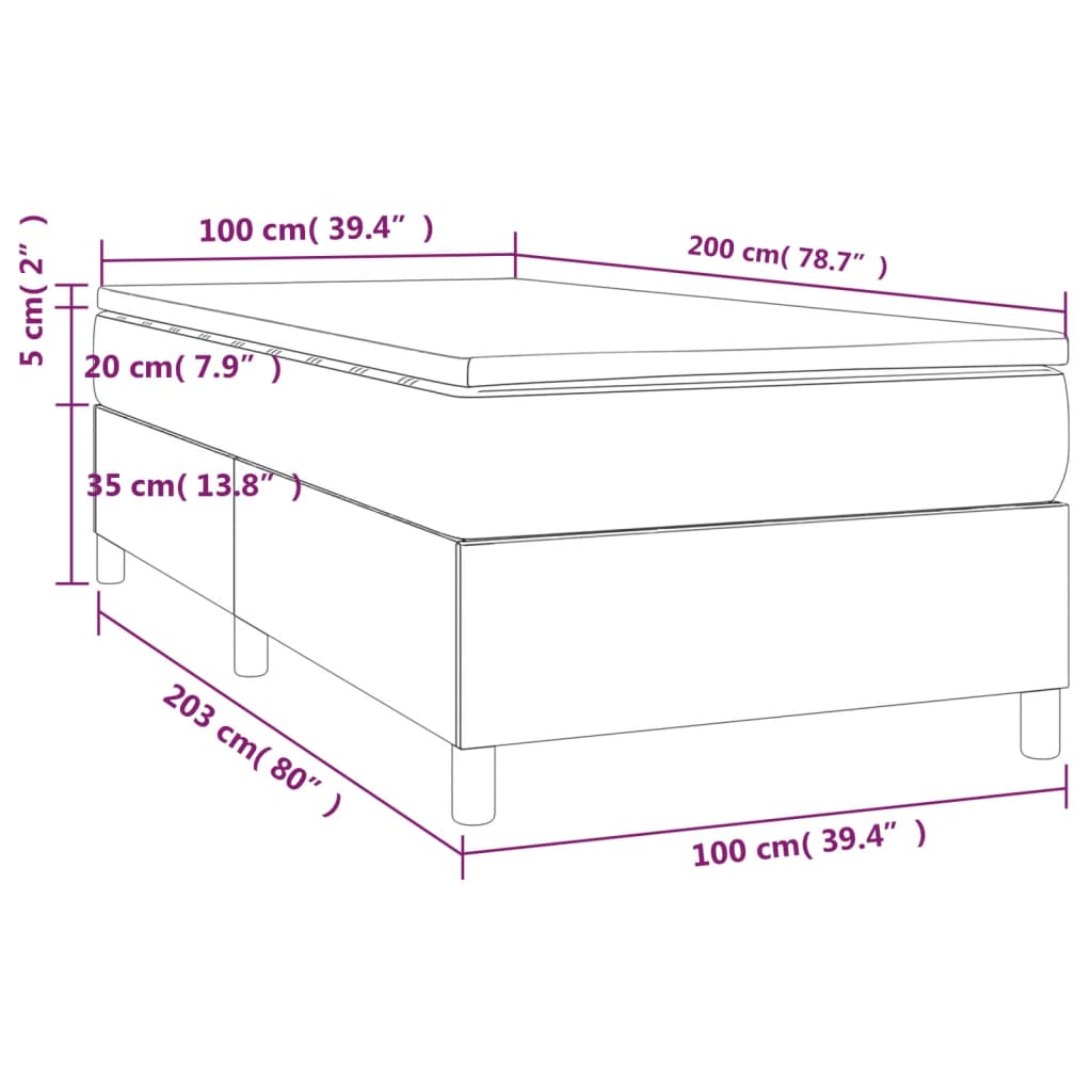 Sommier à lattes de lit avec matelas Bleu 100x200 cm Tissu - XIOS