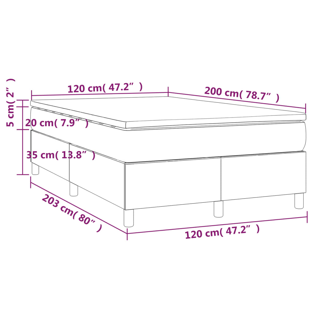 Sommier à lattes de lit avec matelas Taupe 120x200 cm Tissu - XIOS