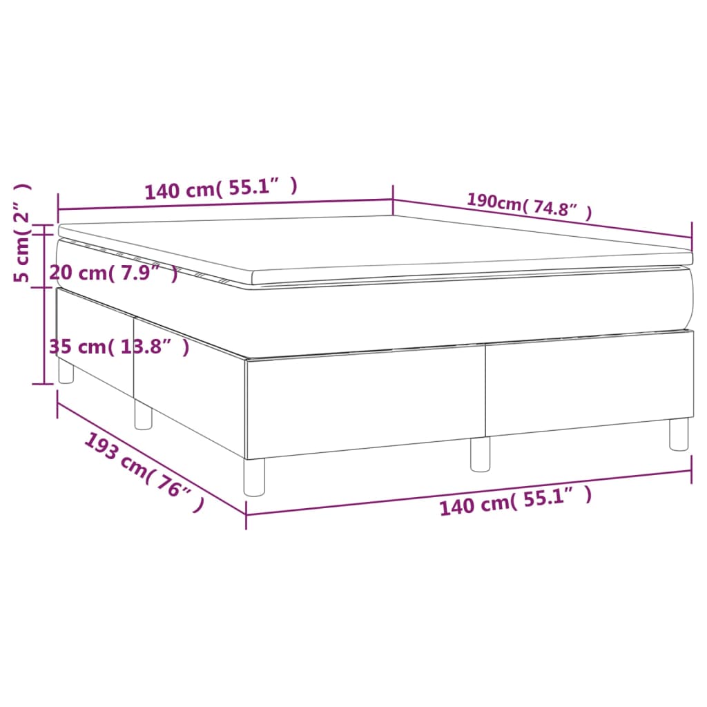 Sommier à lattes de lit avec matelas Taupe 140x190 cm Tissu - XIOS