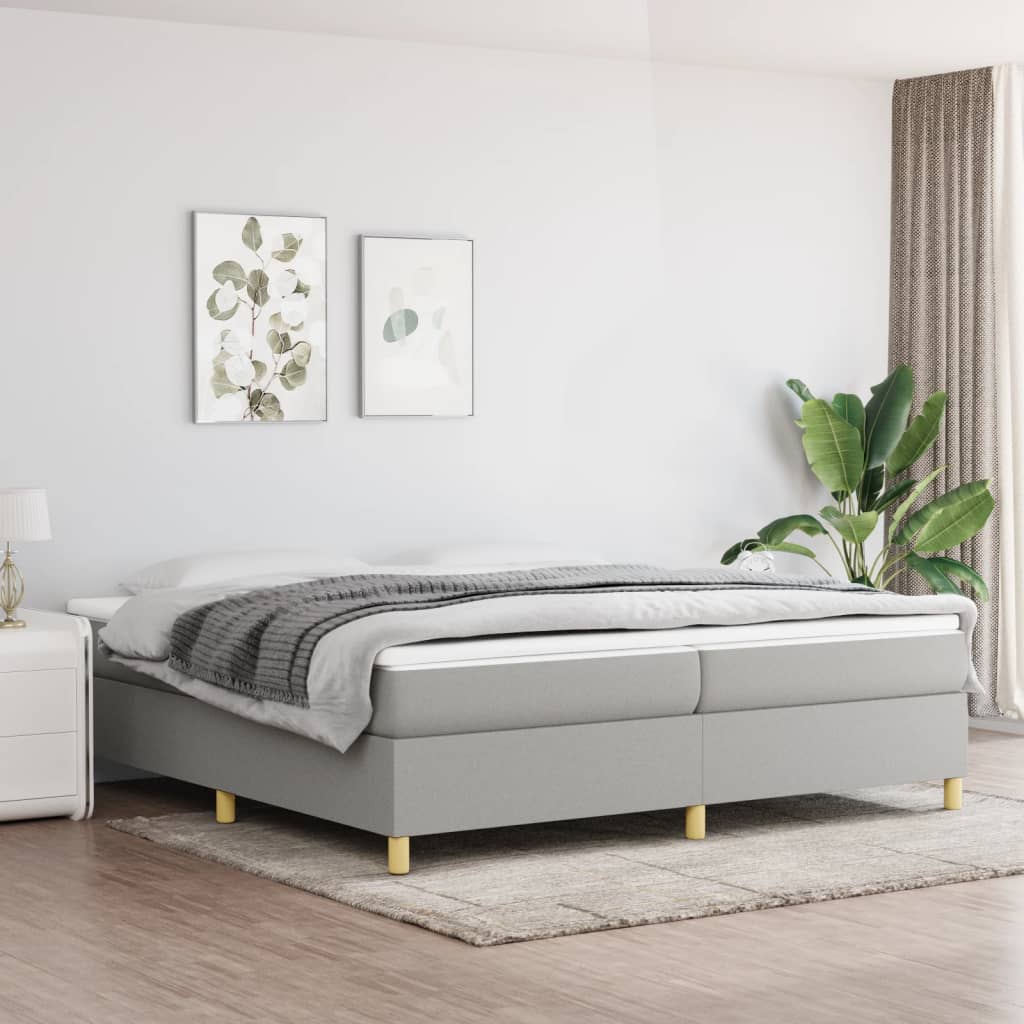Sommier à lattes de lit avec matelas Gris clair 200x200cm Tissu - XIOS