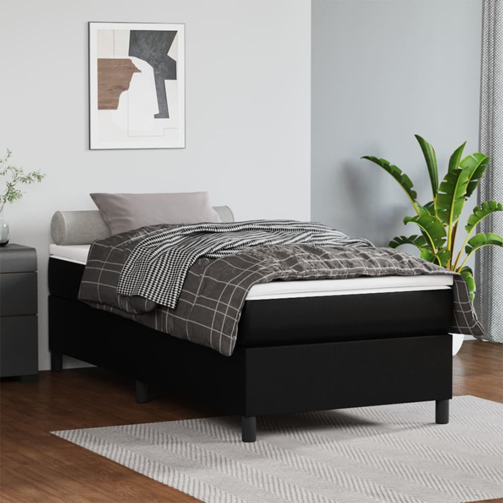 Sommier à lattes de lit avec matelas Noir 80x200cm Similicuir - XIOS