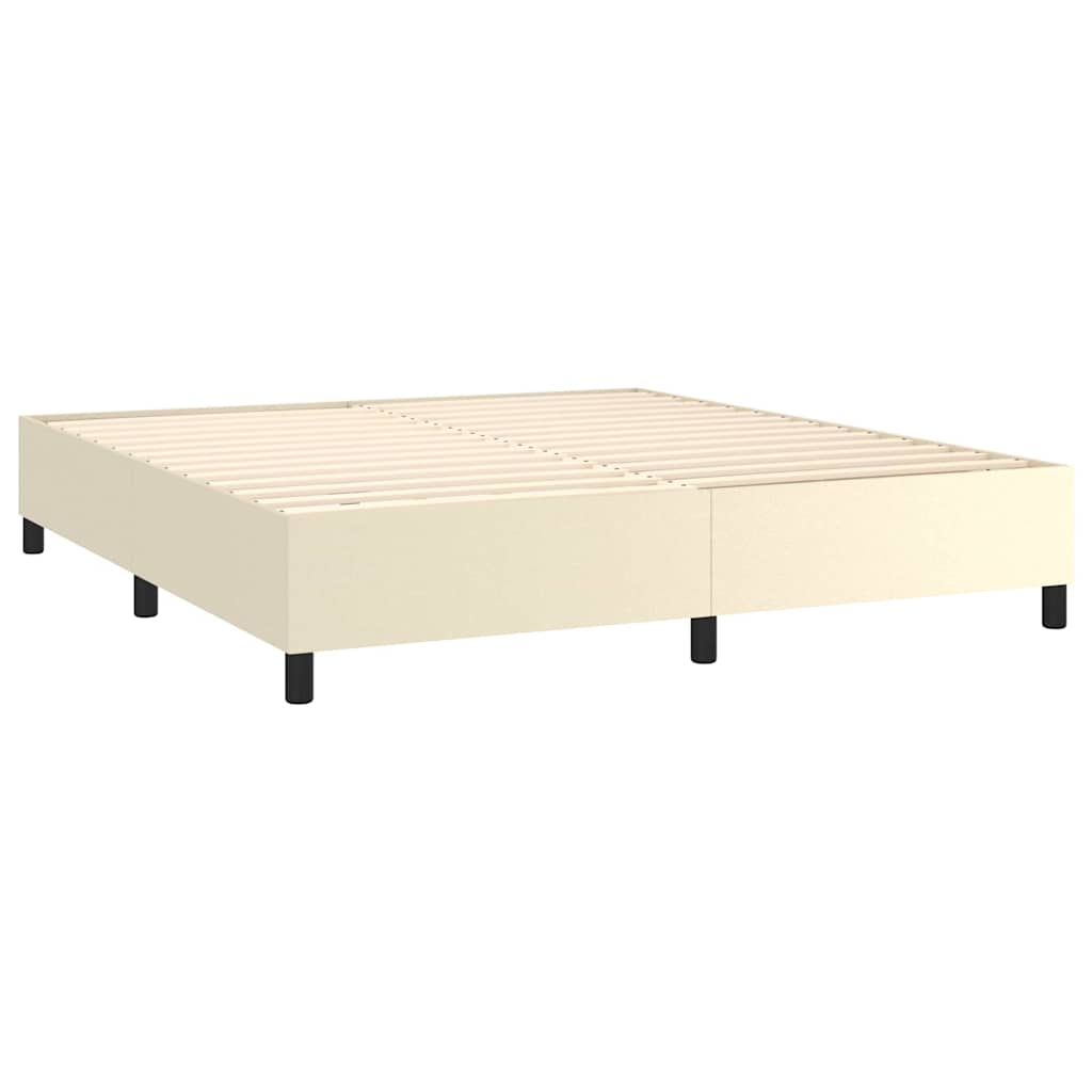 Sommier à lattes de lit avec matelas Crème 160x200cm Similicuir