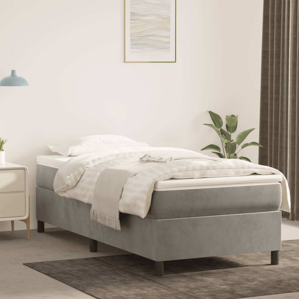 Sommier à lattes de lit et matelas Gris clair 100x200cm Velours - XIOS