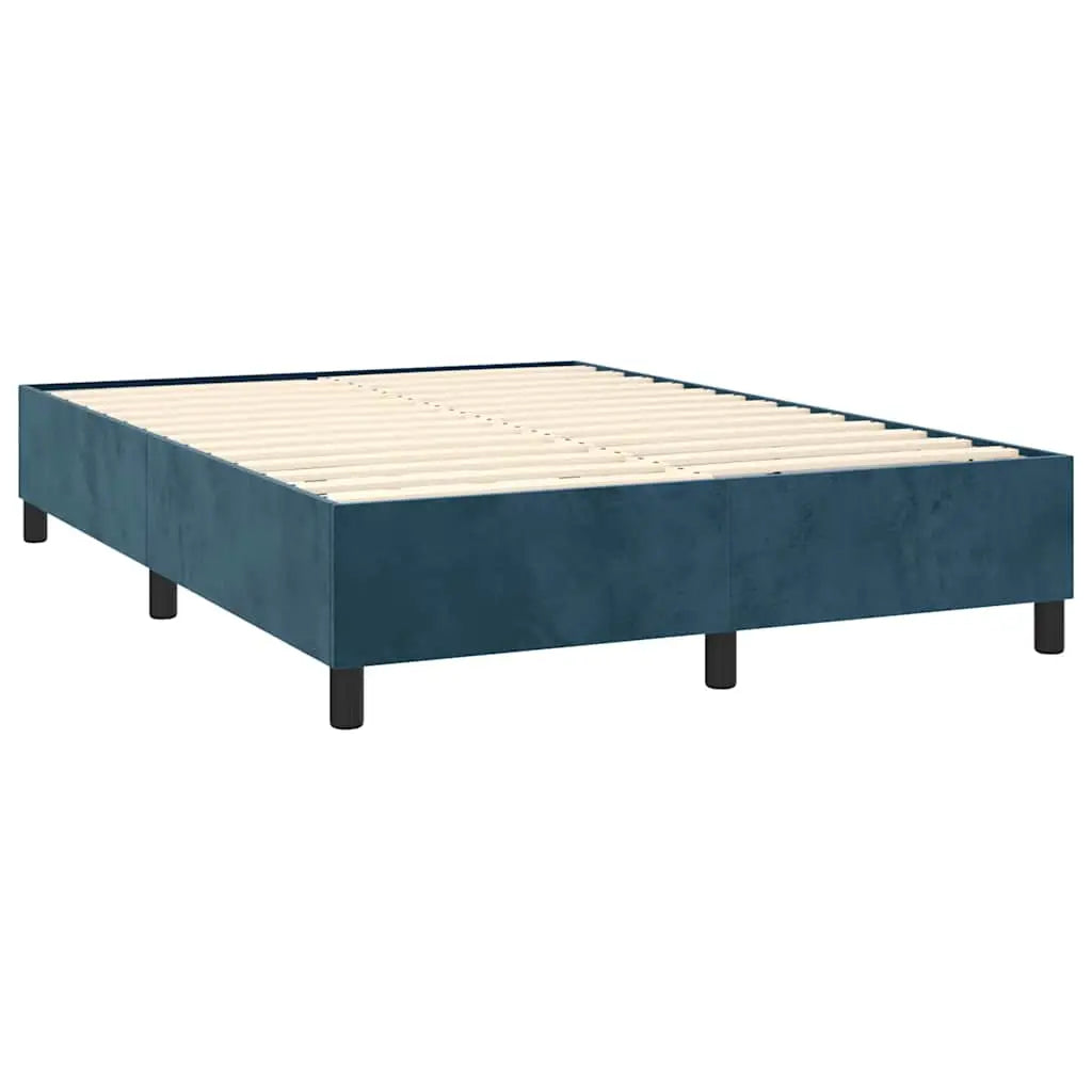 Sommier à lattes de lit et matelas Bleu foncé 140x190cm Velours - XIOS