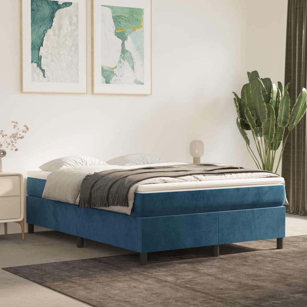 Sommier à lattes de lit et matelas Bleu foncé 140x190cm Velours - XIOS