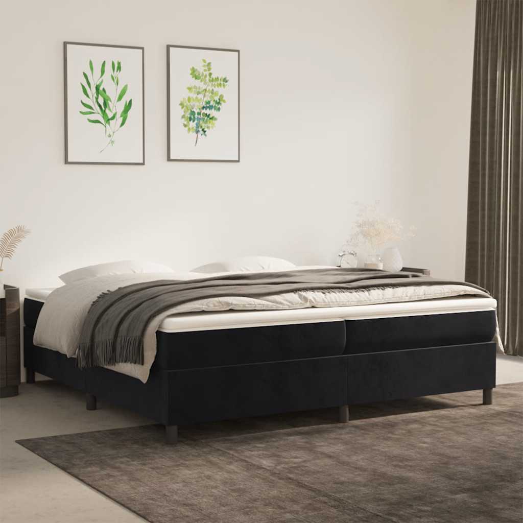 Sommier à lattes de lit et matelas Noir 200x200 cm Velours - XIOS