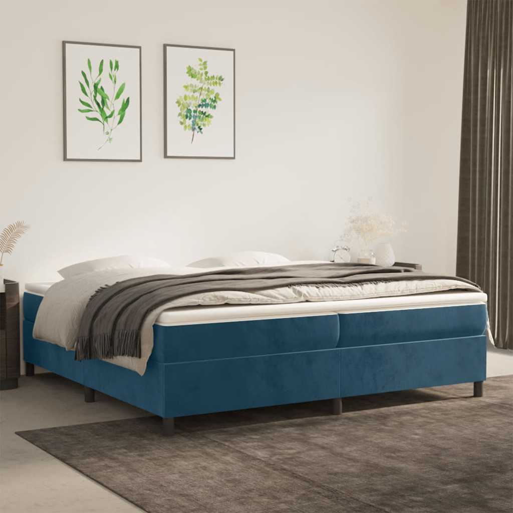 Sommier à lattes de lit et matelas Bleu foncé 200x200cm Velours - XIOS