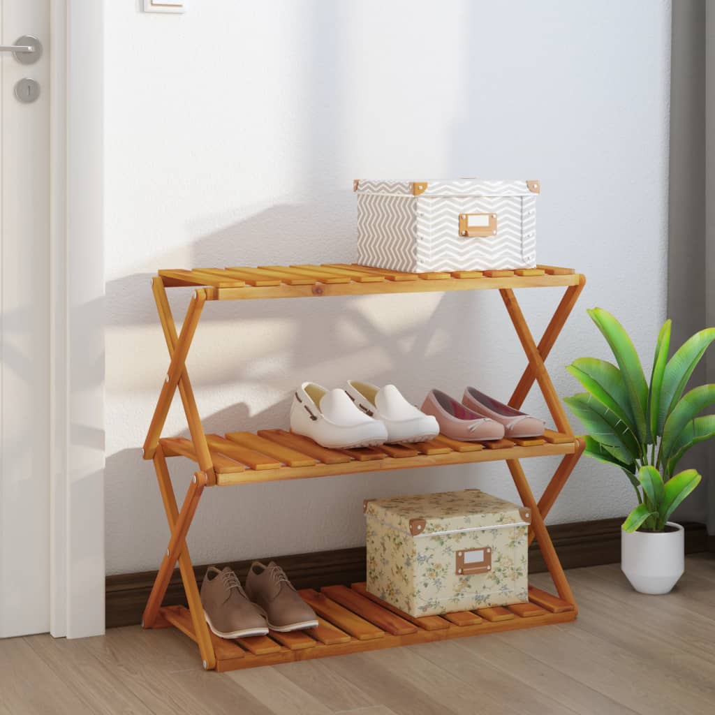 Étagère pliable à 3 niveaux Marron 70x31x63 cm Bois d'acacia - XIOS