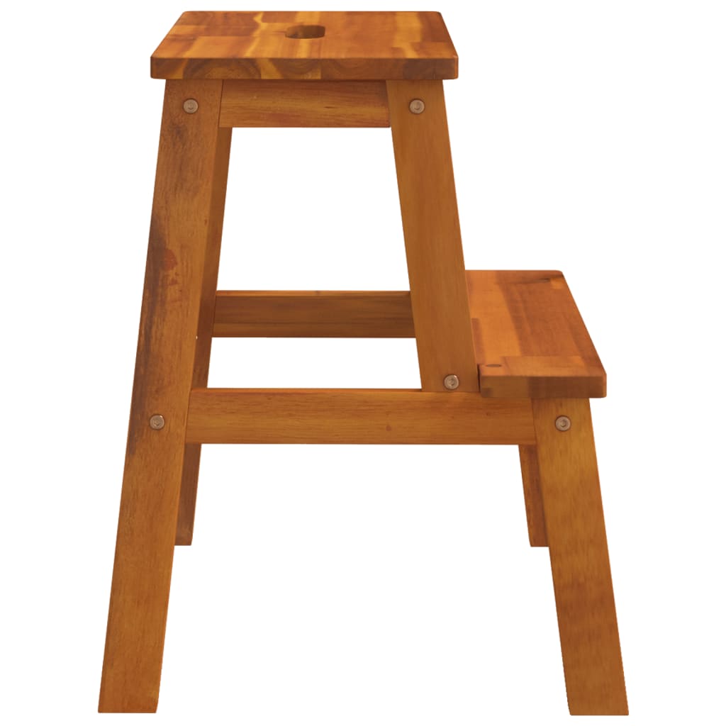 Tabouret-escabeau 2 marches 40x38x50 cm Bois d'acacia solide - XIOS
