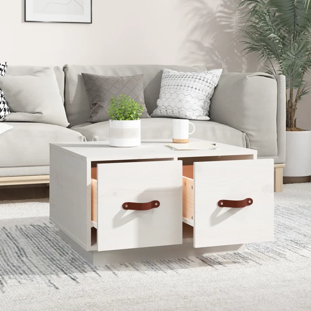 Table basse Blanc 60x53x35 cm Bois massif de pin - XIOS