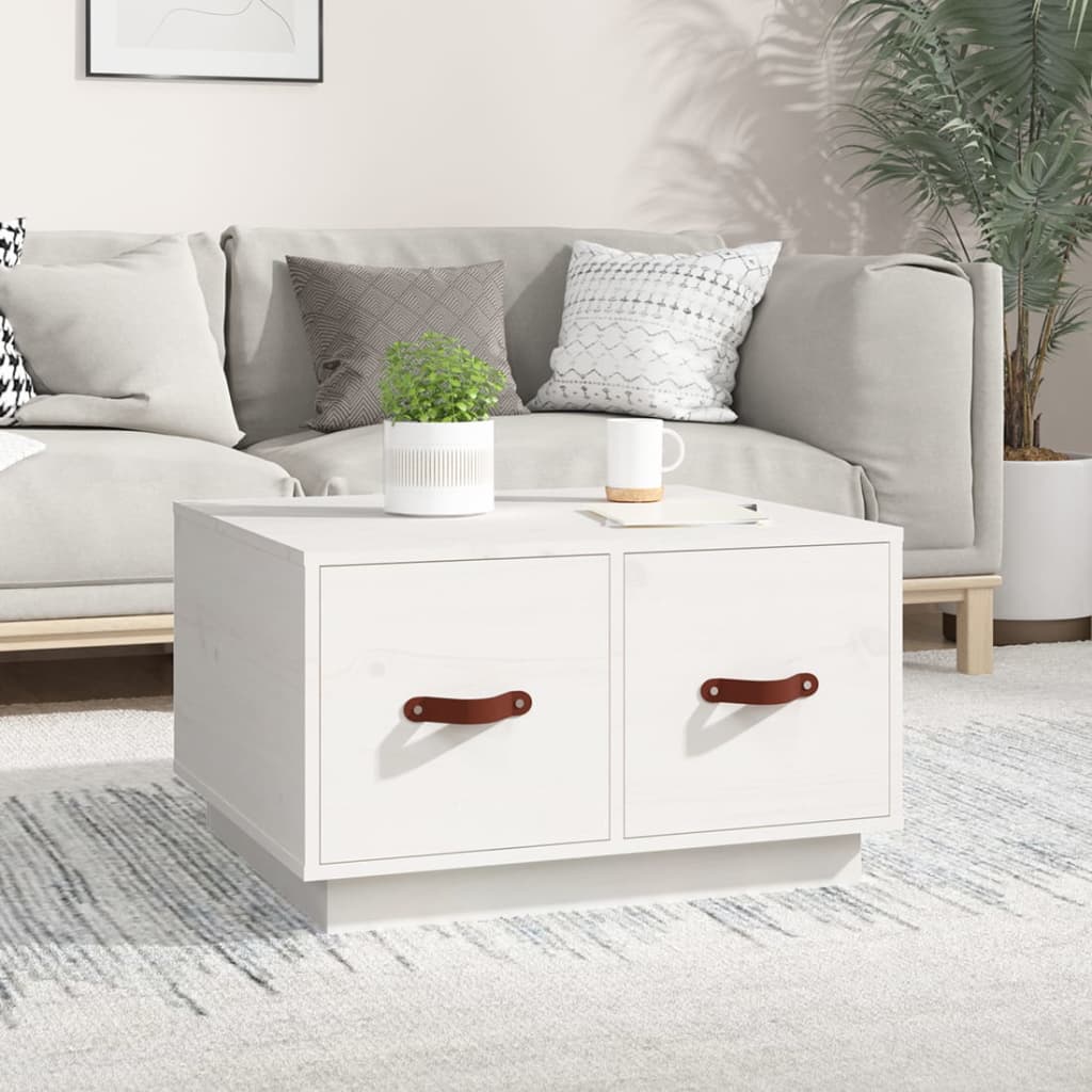 Table basse Blanc 60x53x35 cm Bois massif de pin - XIOS