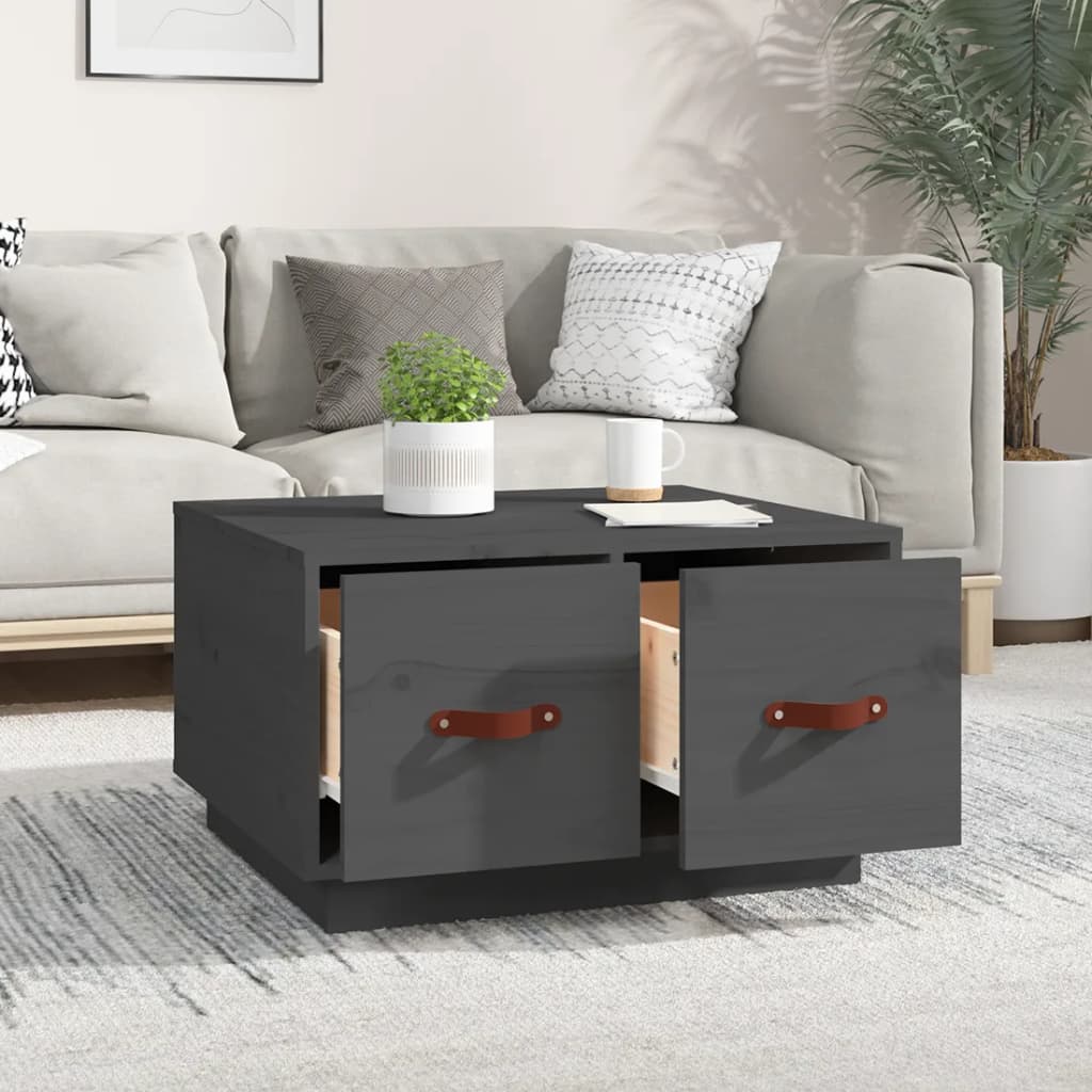 Table basse Gris 60x53x35 cm Bois massif de pin - XIOS