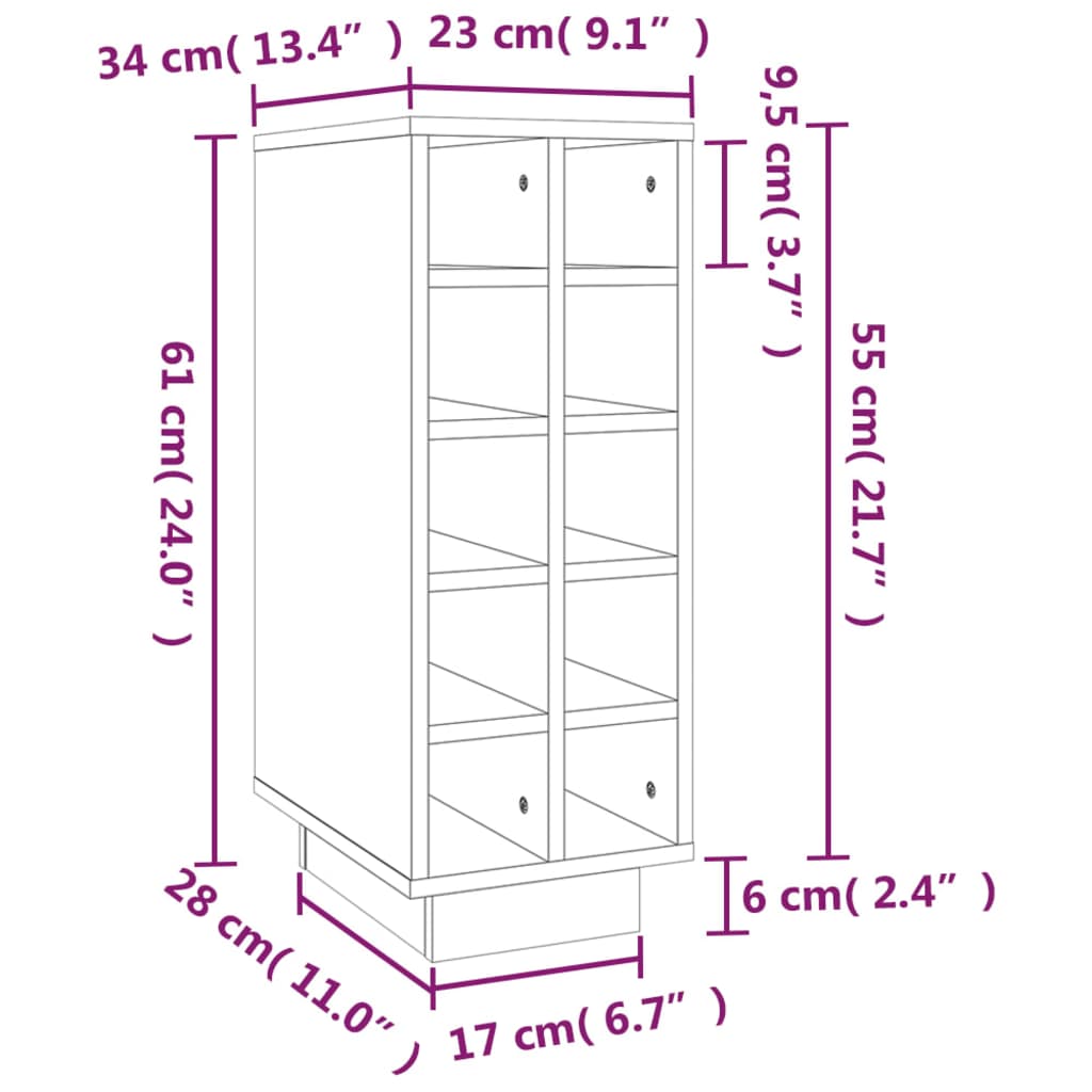 Armoire à vin 23x34x61 cm Bois de pin massif - XIOS