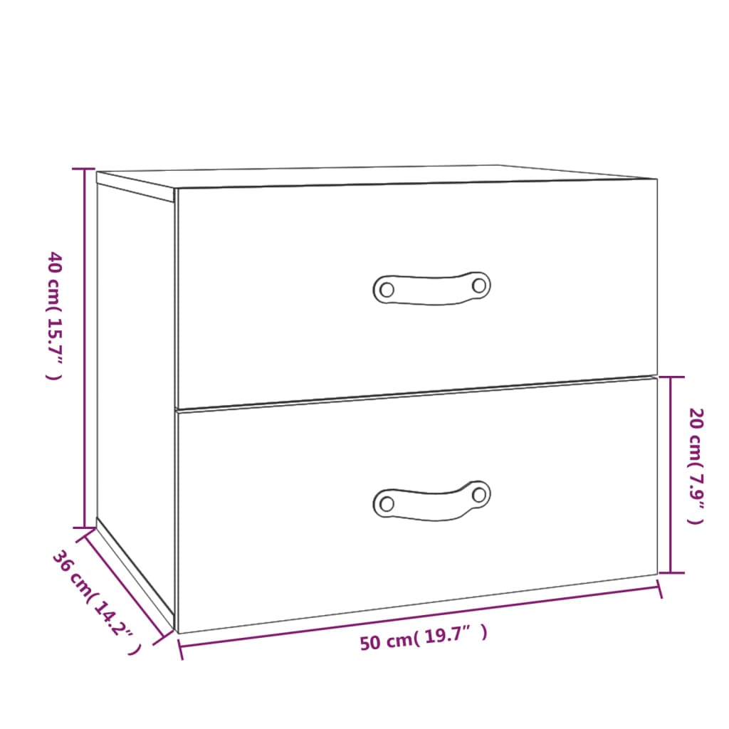 Tables de chevet murales 2 pcs 50x36x40 cm