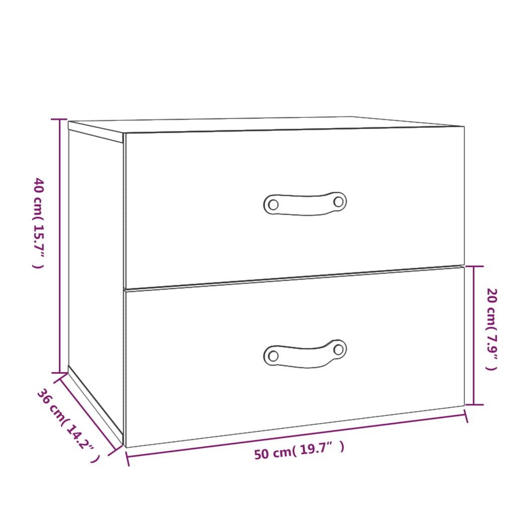 Table de chevet murale Gris 50x36x40 cm