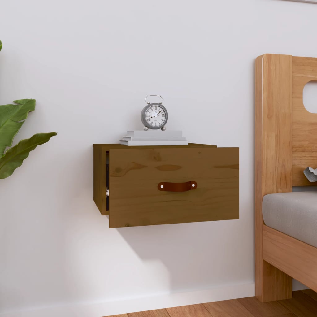 Table de chevet murale Marron miel 40x29,5x22 cm - XIOS