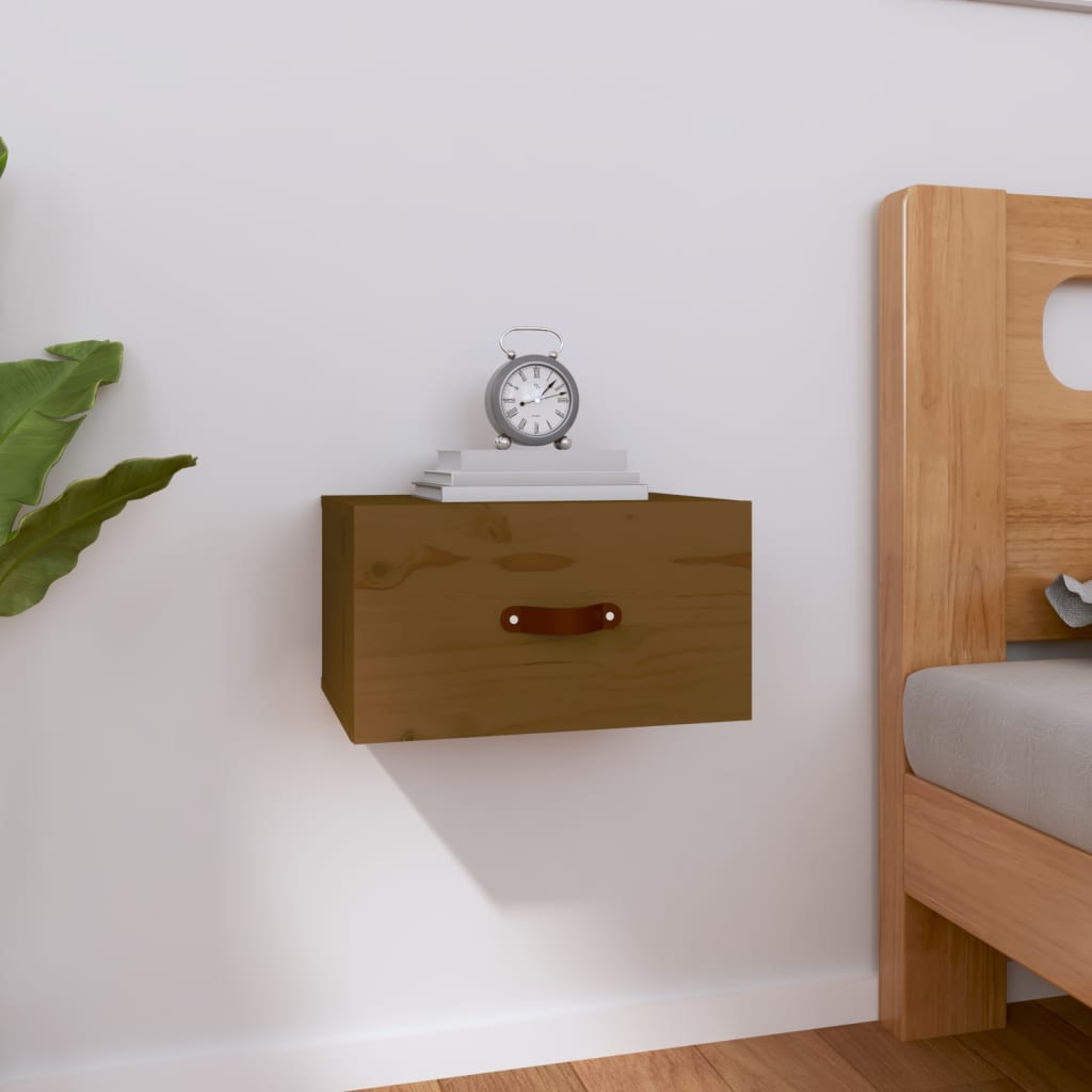 Table de chevet murale Marron miel 40x29,5x22 cm - XIOS
