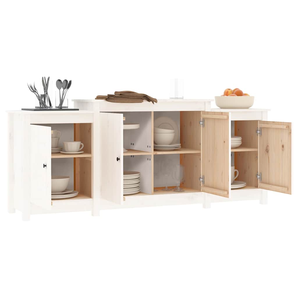 Buffet Blanc 164x37x68 cm Bois massif de pin - XIOS