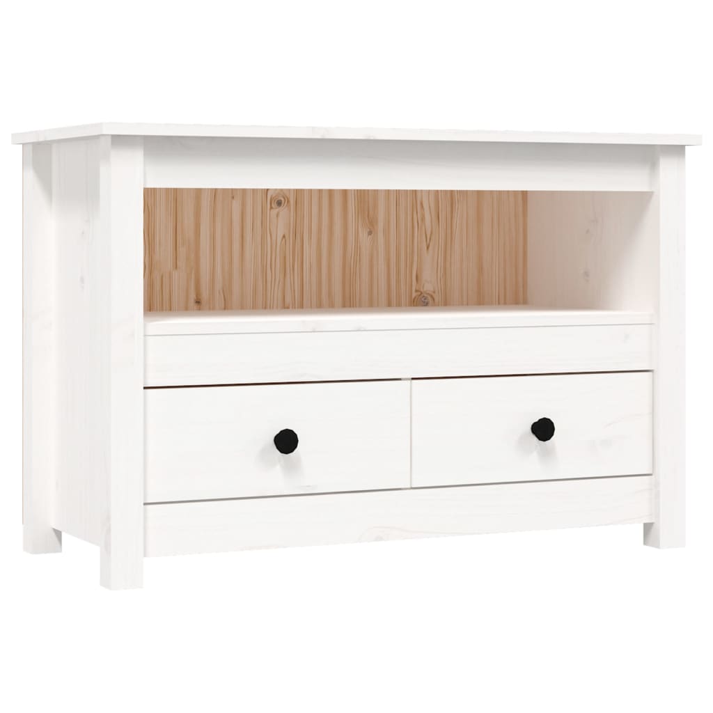 Meuble TV Blanc 79x35x52 cm Bois de pin massif - XIOS