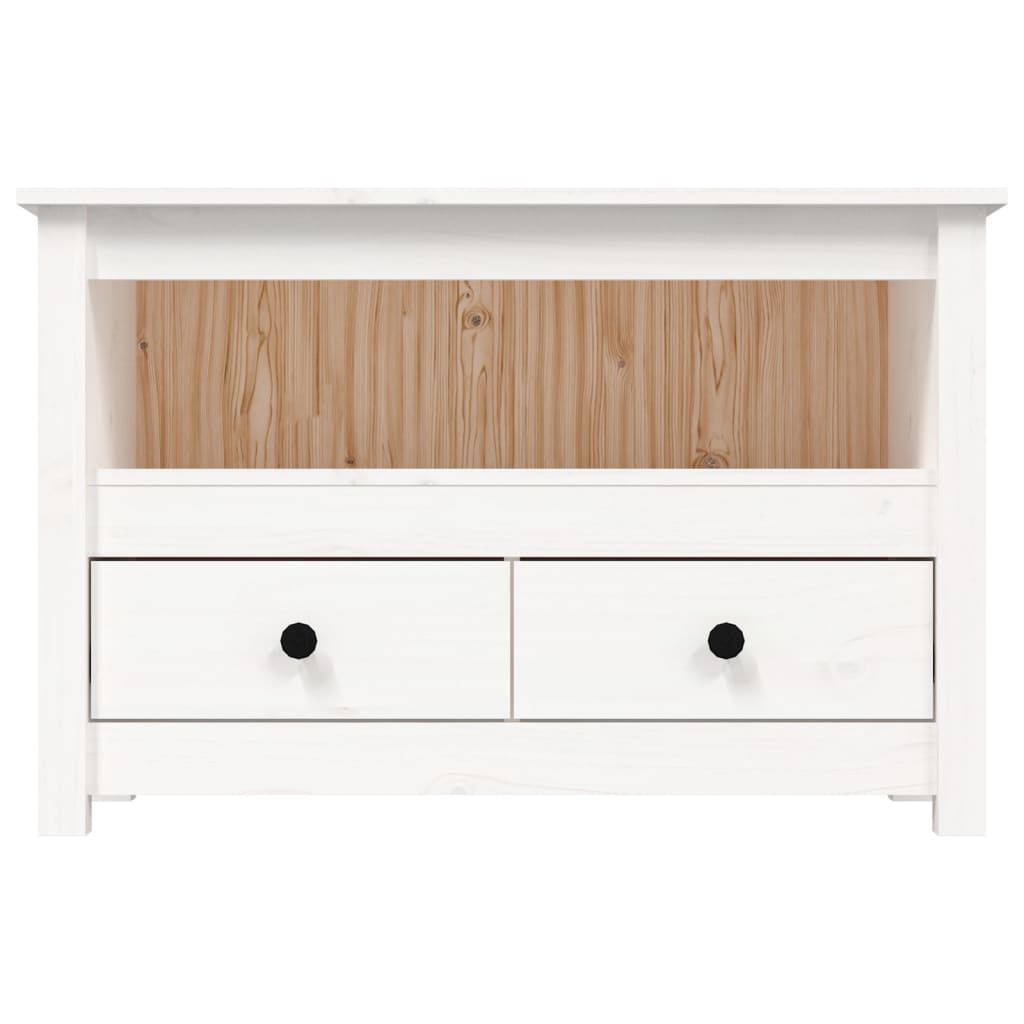 Meuble TV Blanc 79x35x52 cm Bois de pin massif - XIOS