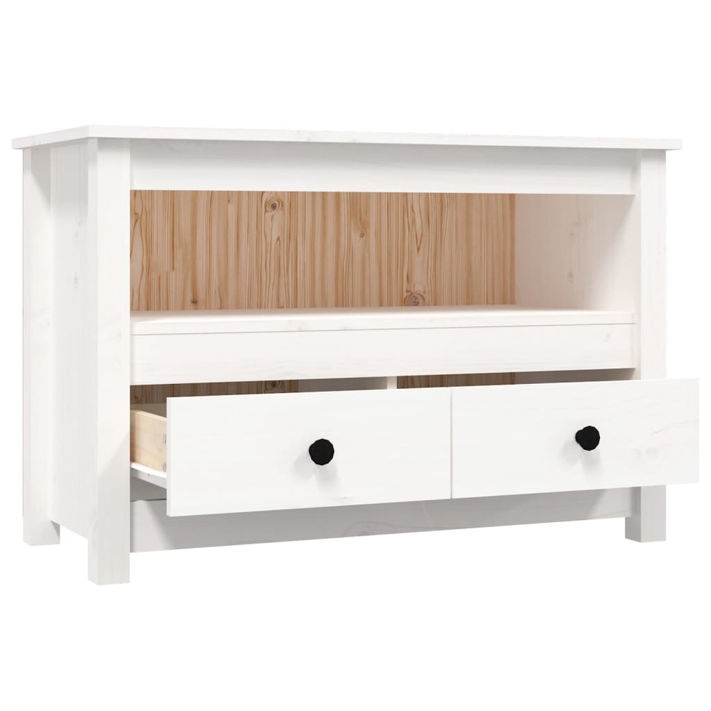 Meuble TV Blanc 79x35x52 cm Bois de pin massif - XIOS