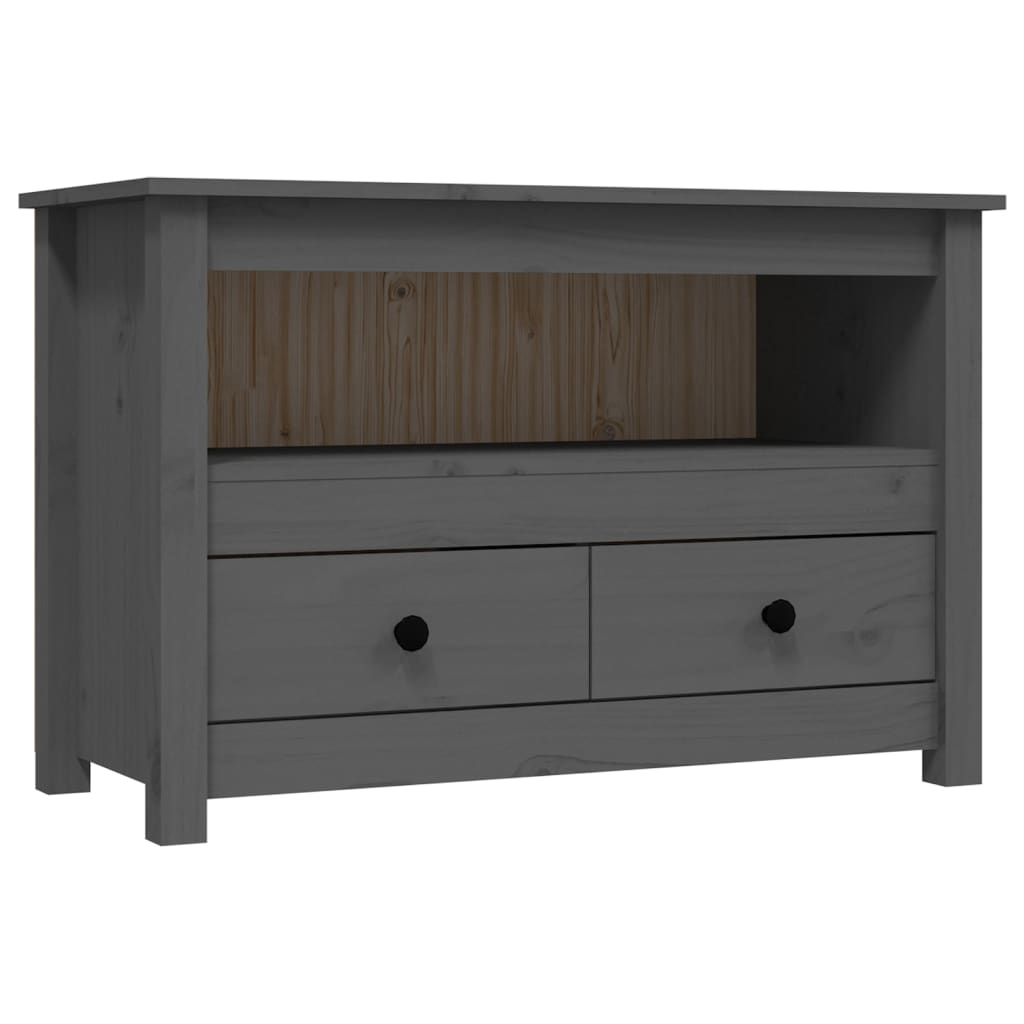 Meuble TV Gris 79x35x52 cm Bois de pin massif - XIOS