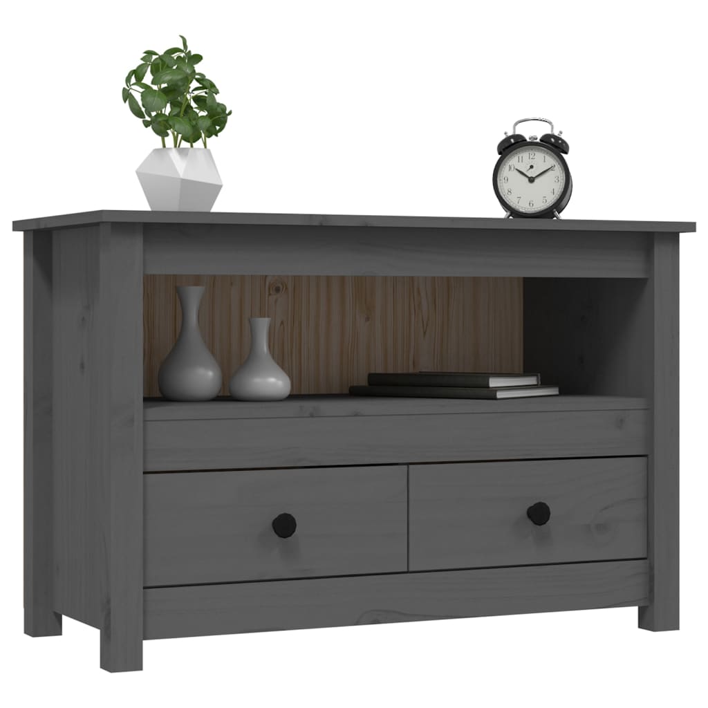 Meuble TV Gris 79x35x52 cm Bois de pin massif - XIOS