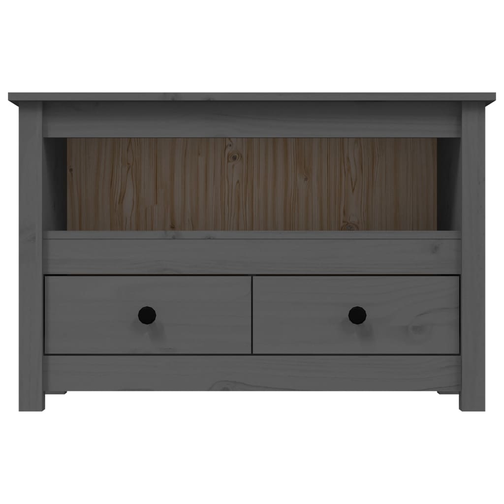 Meuble TV Gris 79x35x52 cm Bois de pin massif - XIOS