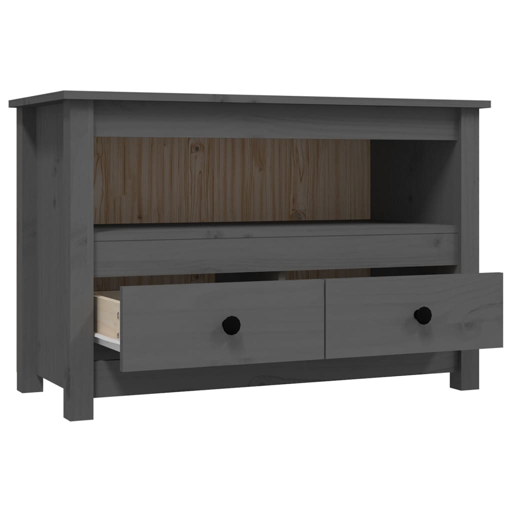 Meuble TV Gris 79x35x52 cm Bois de pin massif - XIOS