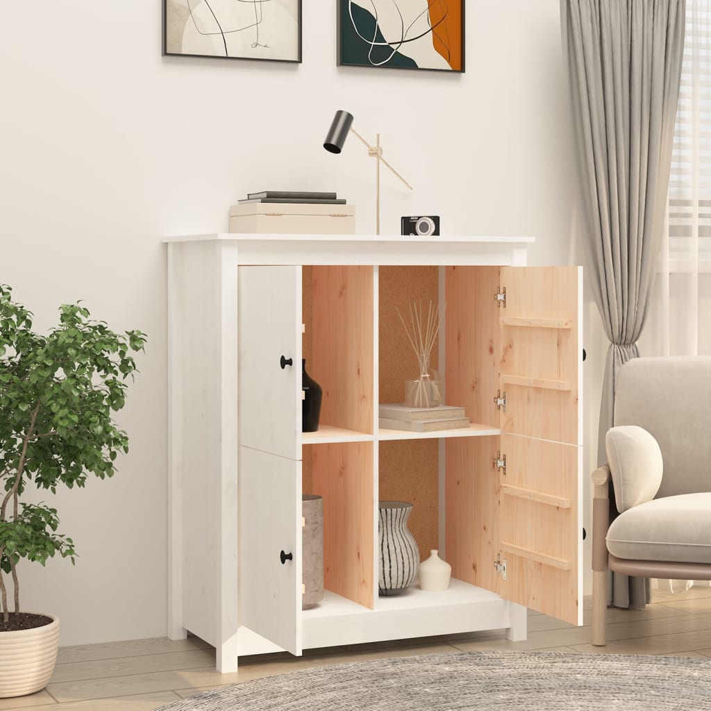 Buffet Blanc 83x41,5x100 cm Bois massif de pin - XIOS