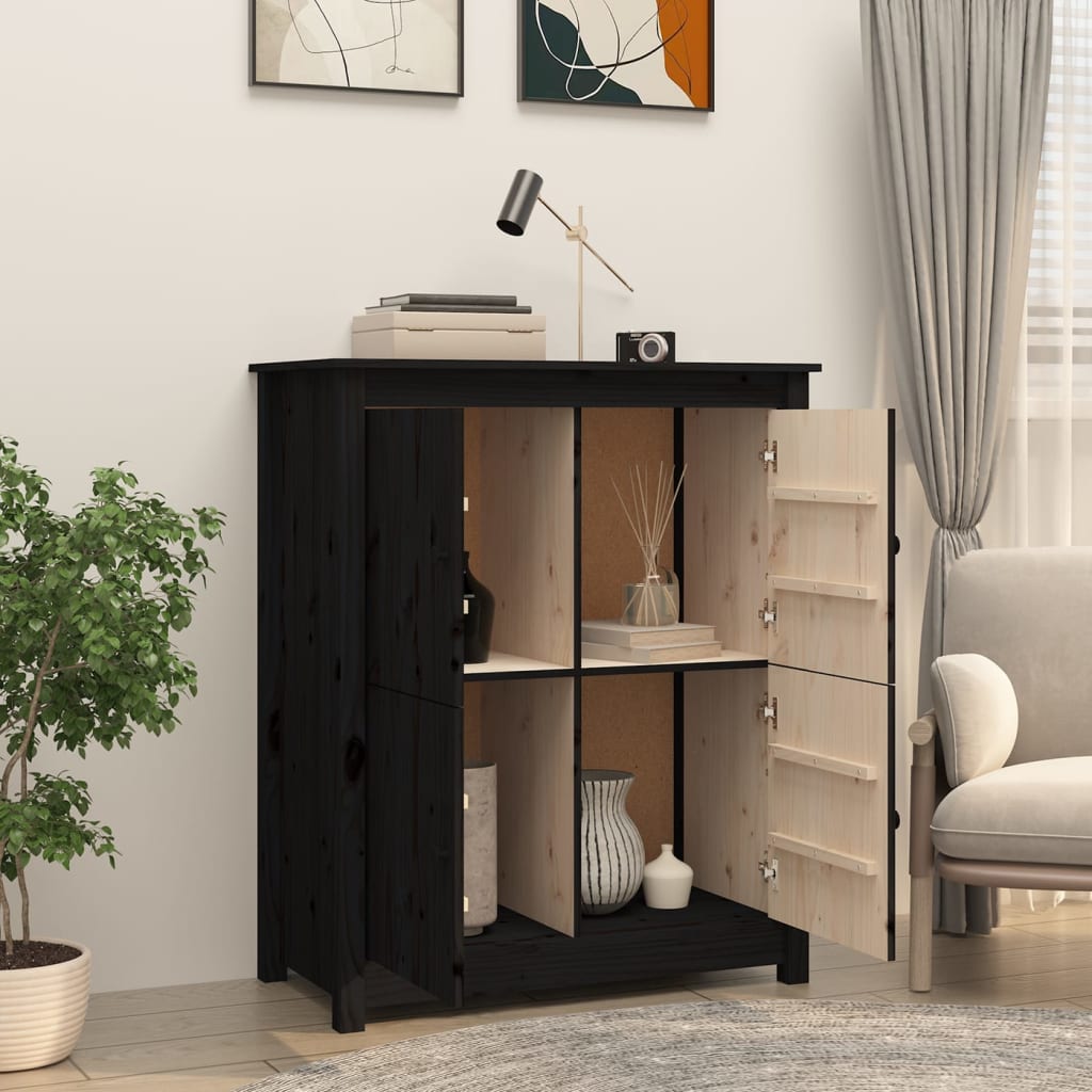Buffet Noir 83x41,5x100 cm Bois massif de pin - XIOS