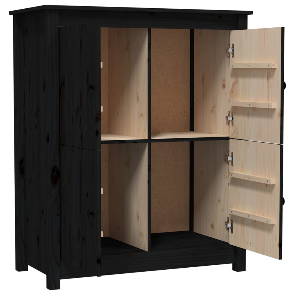 Buffet Noir 83x41,5x100 cm Bois massif de pin - XIOS