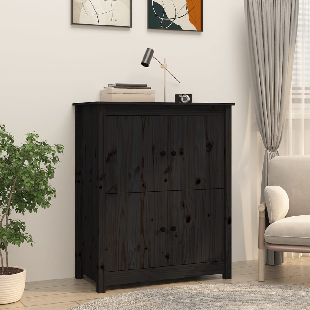 Buffet Noir 83x41,5x100 cm Bois massif de pin - XIOS